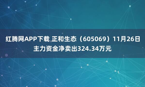 红腾网APP下载 正和生态（605069）11月26日主力资金净卖出324.34万元